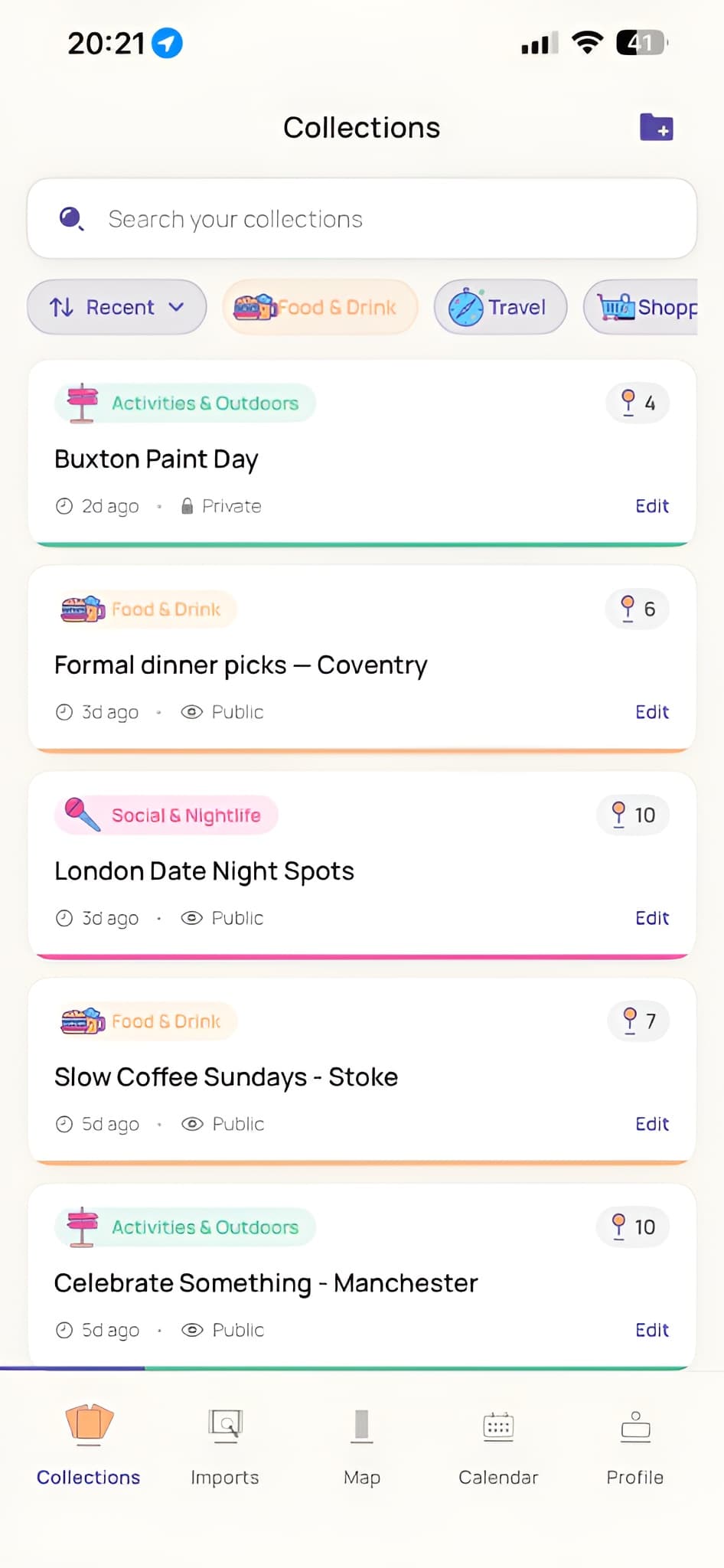 Nifl collections screen